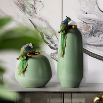 新中式珐琅彩陶瓷花瓶摆件轻奢高档创意客厅电视柜餐桌玄关装饰品