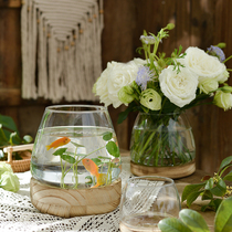 玻璃花瓶透明插花水养大肚大口径红掌水培鱼缸一体郁金香鲜花植物