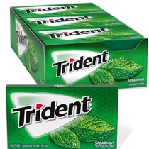 新装美国原装Trident木糖醇口香糖泡泡糖 一盒15/12包留兰香薄荷
