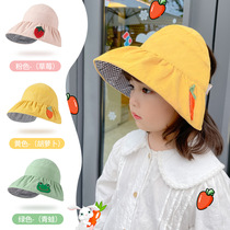 新款儿童空顶太阳帽子夏季大檐折叠渔夫帽超大遮阳防晒户外亲子帽