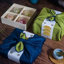 端午节国潮月饼包装盒4粒6粒蛋黄酥中式绿豆糕点心包装袋方巾礼盒