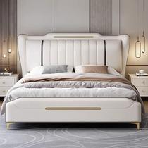 意1.5米双人床1.8米大床婚床式主卧轻奢皮床现代简约皮艺床