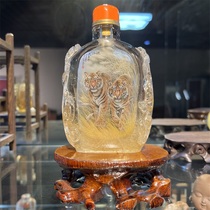 天然水晶石鼻烟壶手绘中国特色 瓶内画 收藏礼品摆件外交商务
