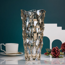 美式轻奢琉光水晶玻璃花瓶客厅样板间酒店插花装饰器皿摆件工艺品