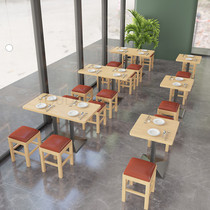 小吃快餐店桌椅组合面馆甜品奶茶汉堡店实木凳子餐厅卡座沙发商用