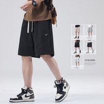 hansca黑色短裤男夏季2024新款潮牌美式宽松大码五分运动休闲裤子