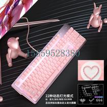 议价罗技雷蛇粉色少心机械键盘青轴红轴104键台式电脑有线外议价