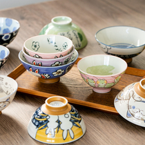 日本进口美浓烧家用陶瓷米饭碗动物小碗樱花兔达摩招财猫日式餐具