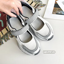 LUX495D超时髦百搭厚底运动休闲凉鞋灰色luxury 新品魔术贴女鞋