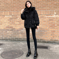 白鸭绒黑色羽绒服女短款2021年新款爆款韩版宽松加厚时尚冬季外套