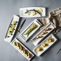 陶瓷寿司盘子日式长方形鱼盘家用纯白西餐摆盘冷菜鸡翅盘创意餐具