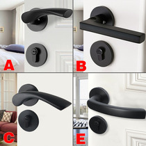 美式黑色金迪室内卧室门锁家用房间木门锁门把手分体静音型锁具