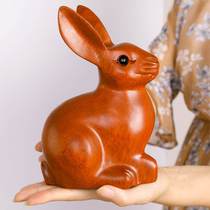 东阳木雕木头兔子摆件招财实木生肖木质吉祥物新中式装饰家居桌面