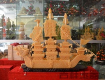 玉器双头玉龙船一米黄玉龙船工艺品摆件家居饰品一帆风顺创意礼品