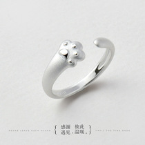 原创纯银戒指女学生猫爪创意猫咪日韩国简约食指开口活口小指尾戒