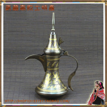 100%印度进口 手工雕花纯铜壶  工艺品摆件