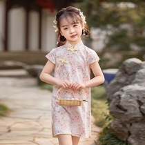 新品儿童旗袍夏季新品女童中国风改良汉服洋装女孩复古民国风演出