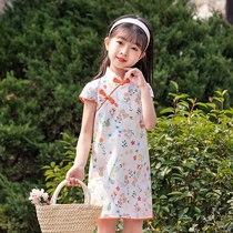 推荐儿童旗袍夏季新品女童中国风改良汉服洋装女孩复古民国风演出