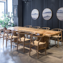 现代长议桌c长桌实木大板会议桌桌椅组合 长大桌工作台会方形条型