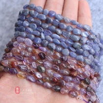 天然紫发晶随形石 6-8nn超七水晶坦桑石直孔原矿碎石散珠 DIY配件