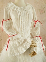 原创设计LOLITA洋装新款姬袖复古公主风长袖衬衫修身蕾丝雪纺衫